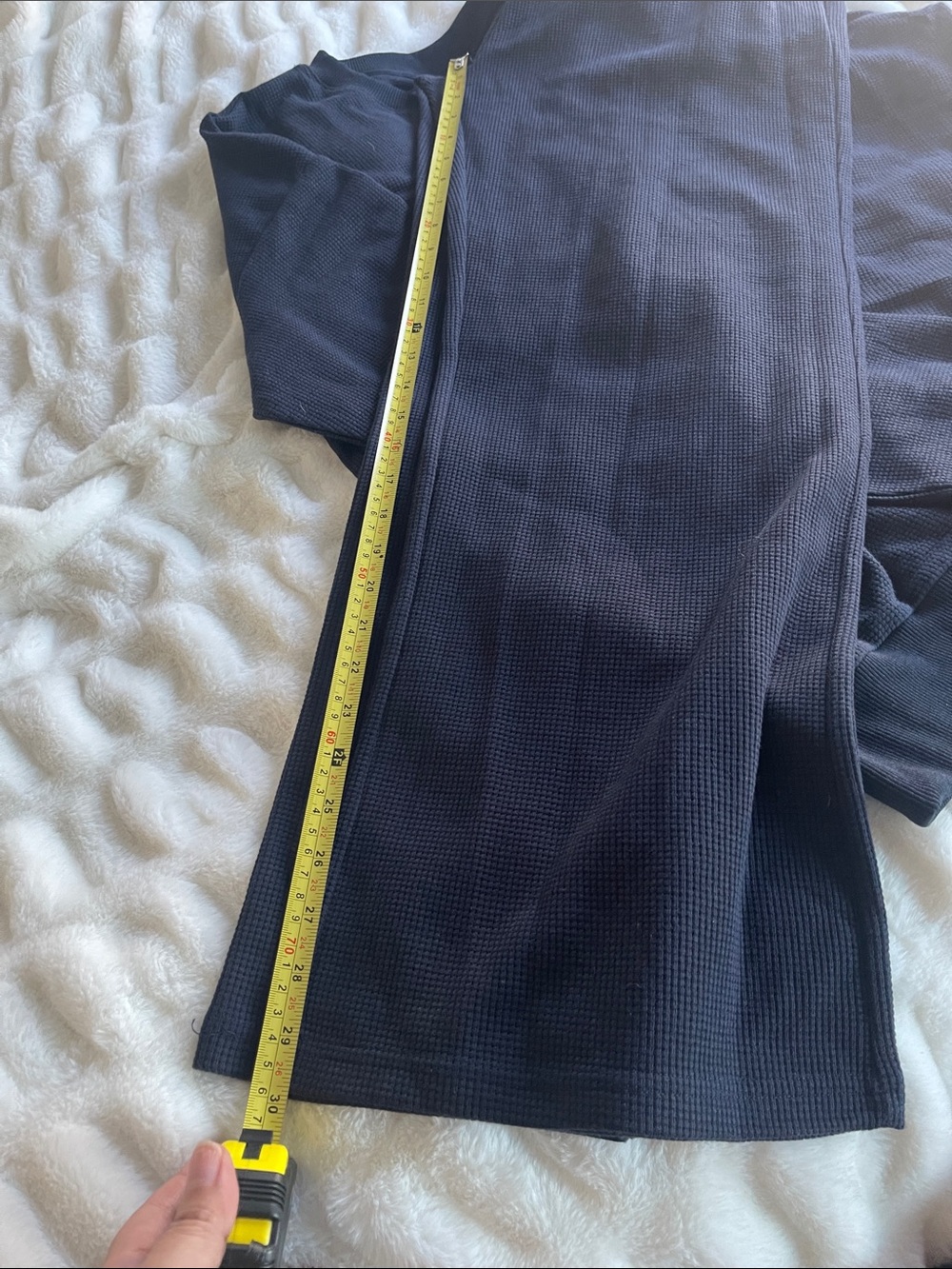 NWT- Navy Waffle-Knit Jogger Set — Relaxed Crewneck & Drawstring Pants - Picture 10 of 10